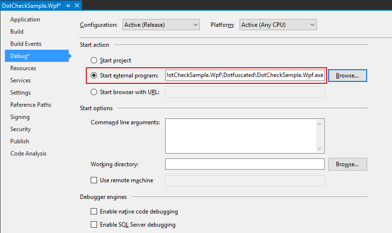 VS Debugger Startup